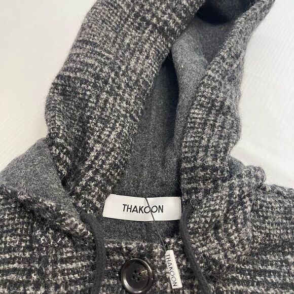 NWT THAKOON Addition Wool Blend Gray Melange Hooded Blazer Coat Jacket Size M - Picture 5 of 10